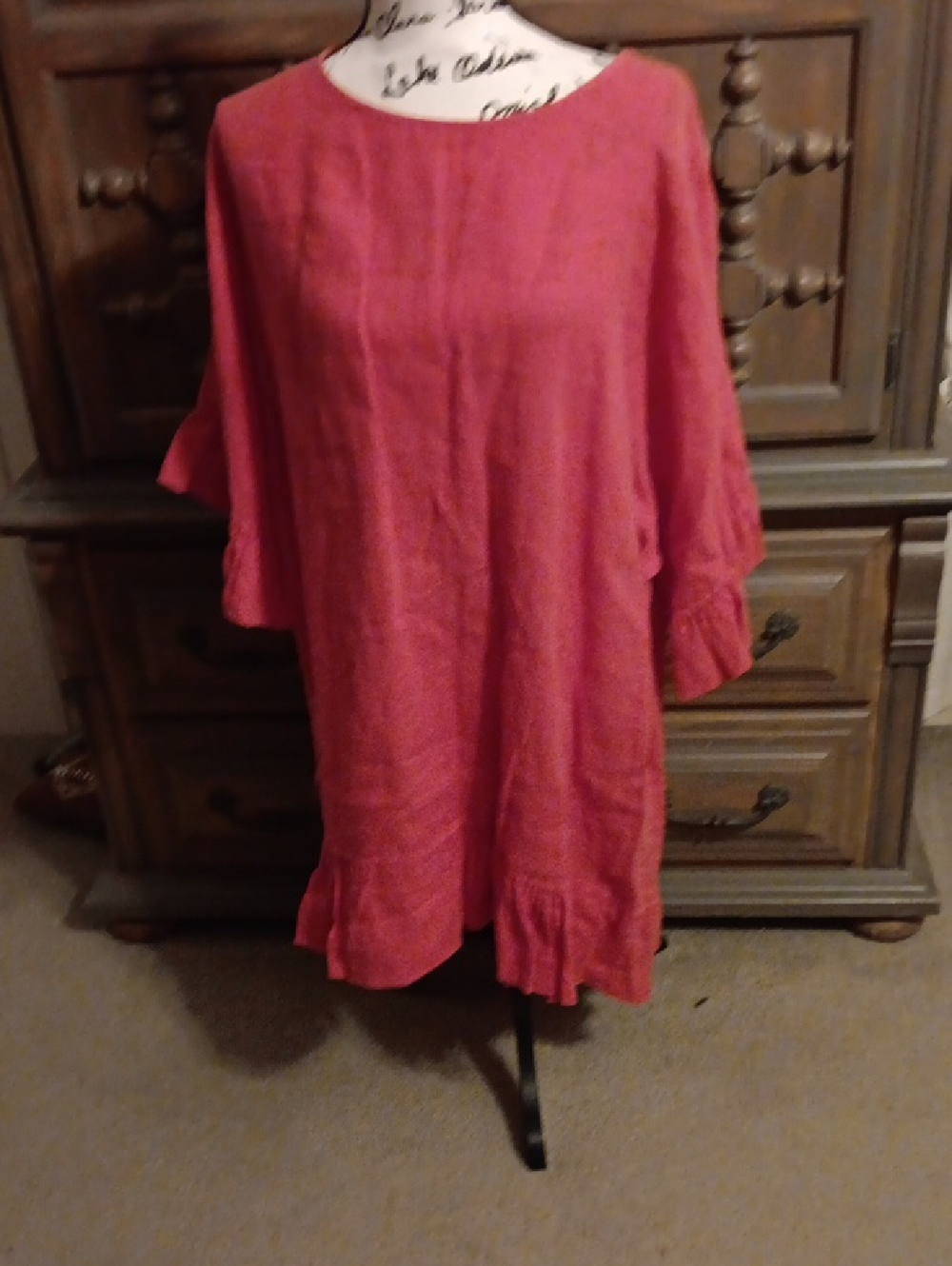 Women's Coral Ruffle-Hem Tunic Dress